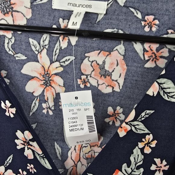 Maurices Floral Print Wrap-Style Navy Romper Medium - Picture 4 of 7